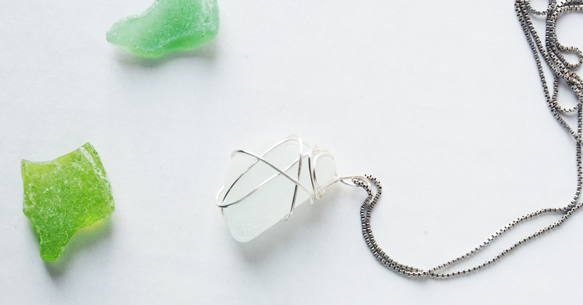 Easy DIY Necklace With Sea Glass Finished The Emerald Palate