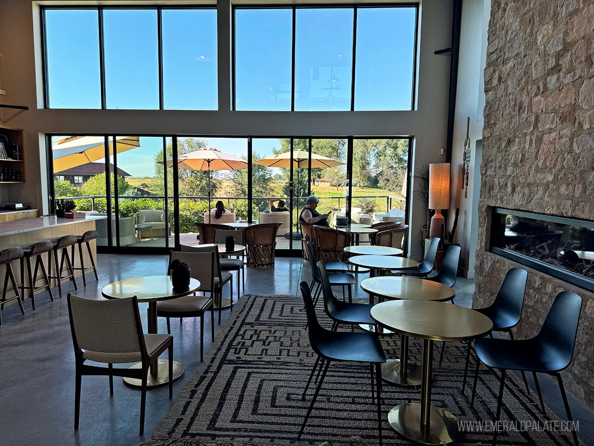 modern tasting room with large windows in Walla Walla