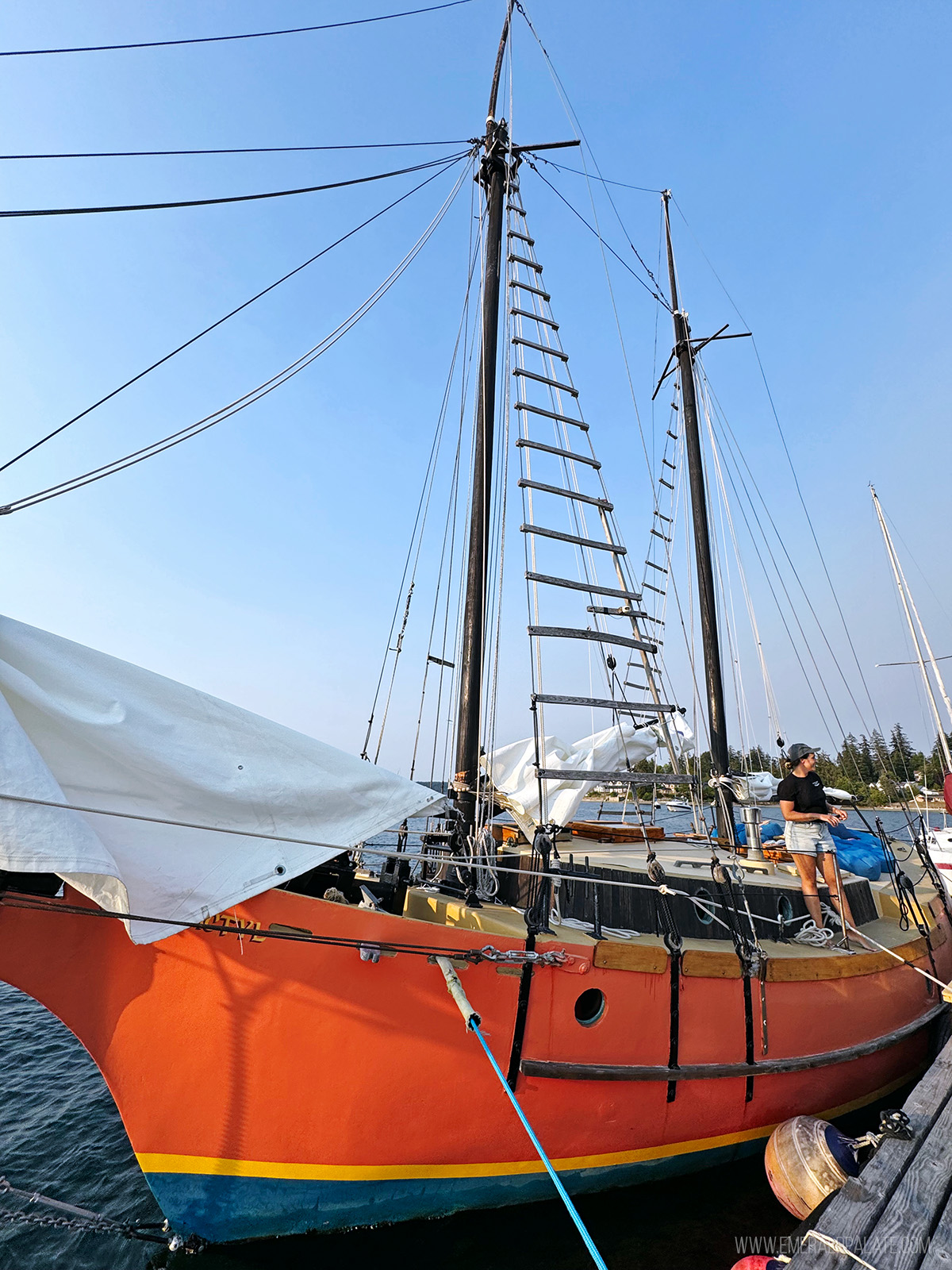 large schooner sailboat on the harbor in Oly