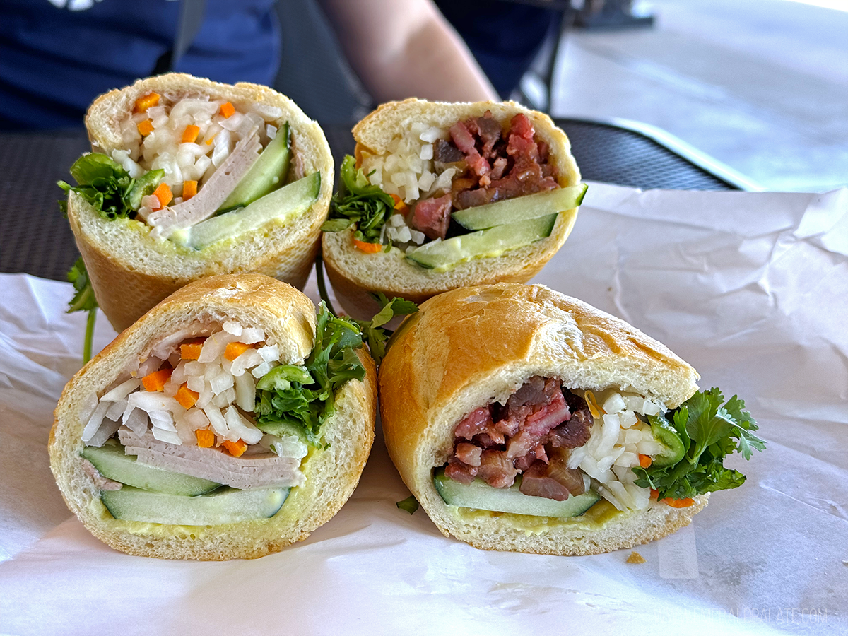 banh mi halves stacked on top of each other