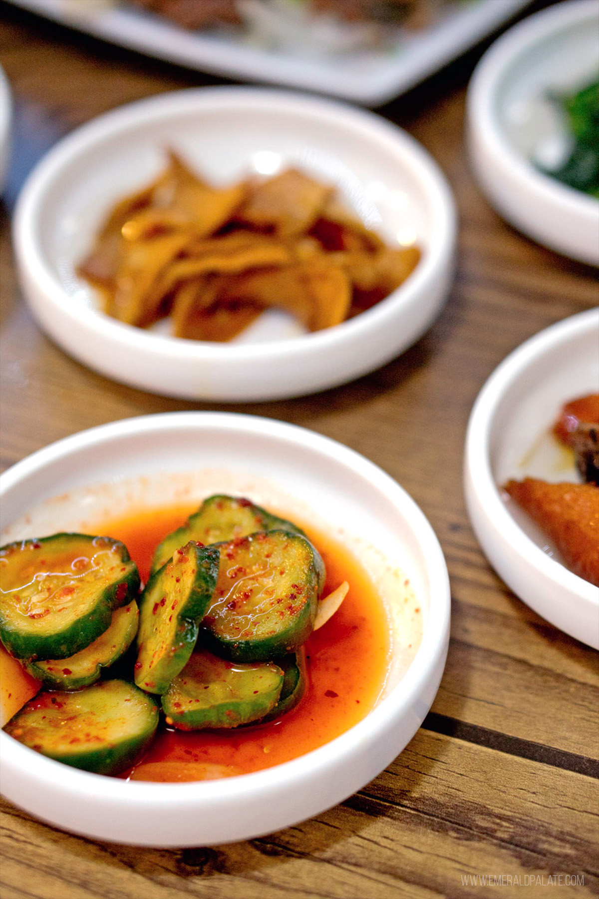 banchan from a Korean restaurant, some of the best food in Tacoma WA