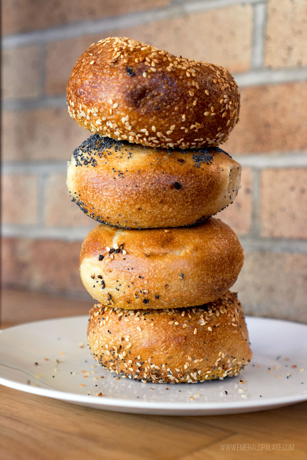 tower of 4 of Seattle's best bagels