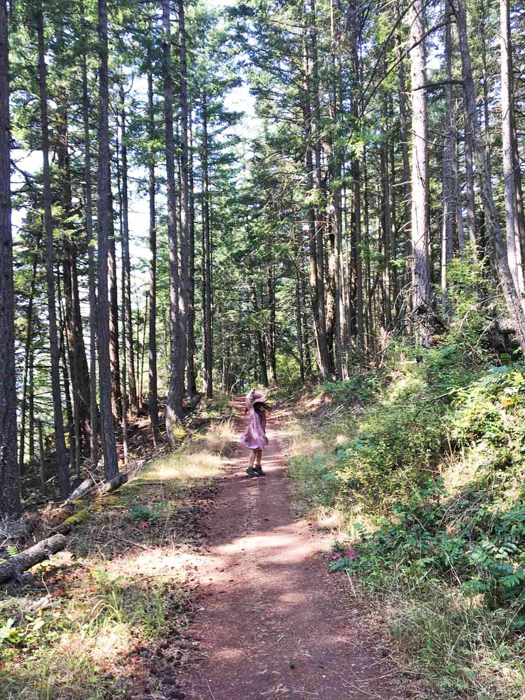 woman spinning in forest on an island off Seattle