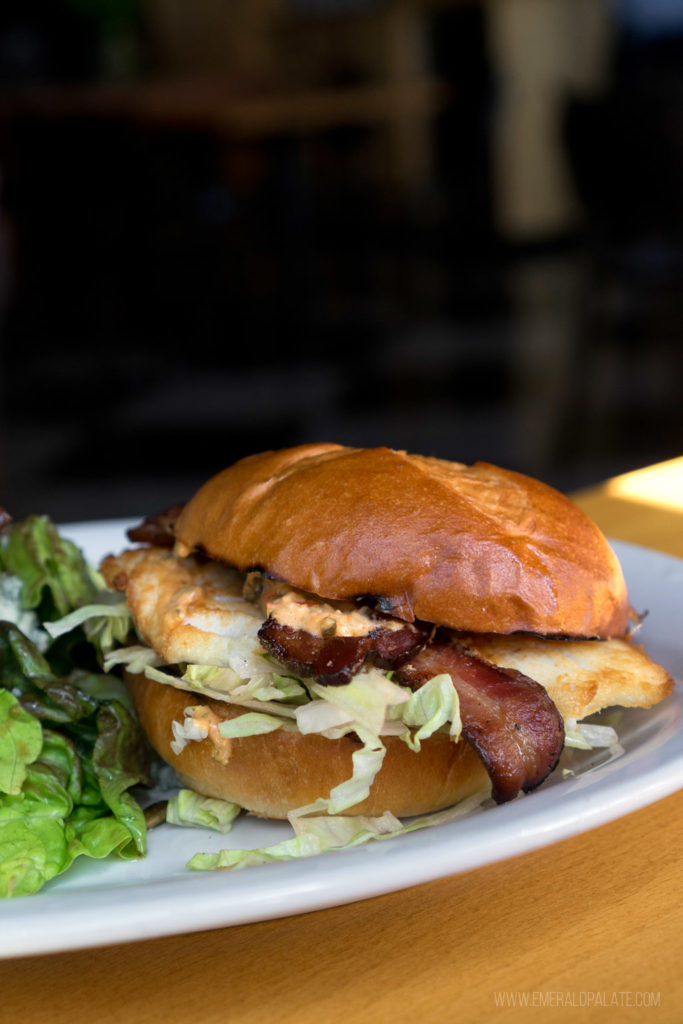 fish sandwich from a restaurant with great views in Seattle