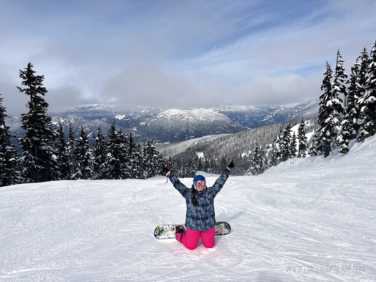 woman snowboarding on Blackcomb Mountain