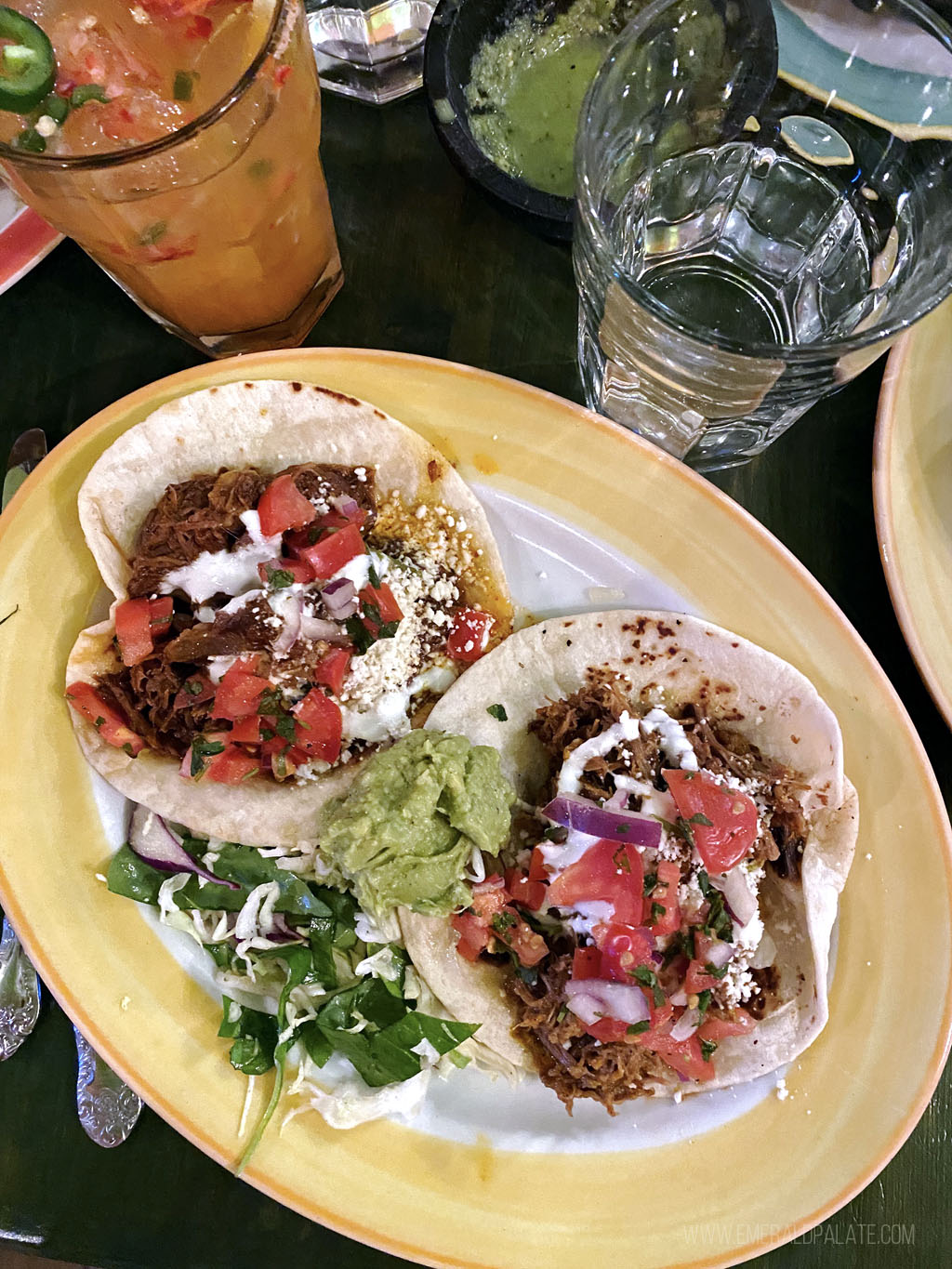 plate of two tacos from a Mexican restaurant in Seattle