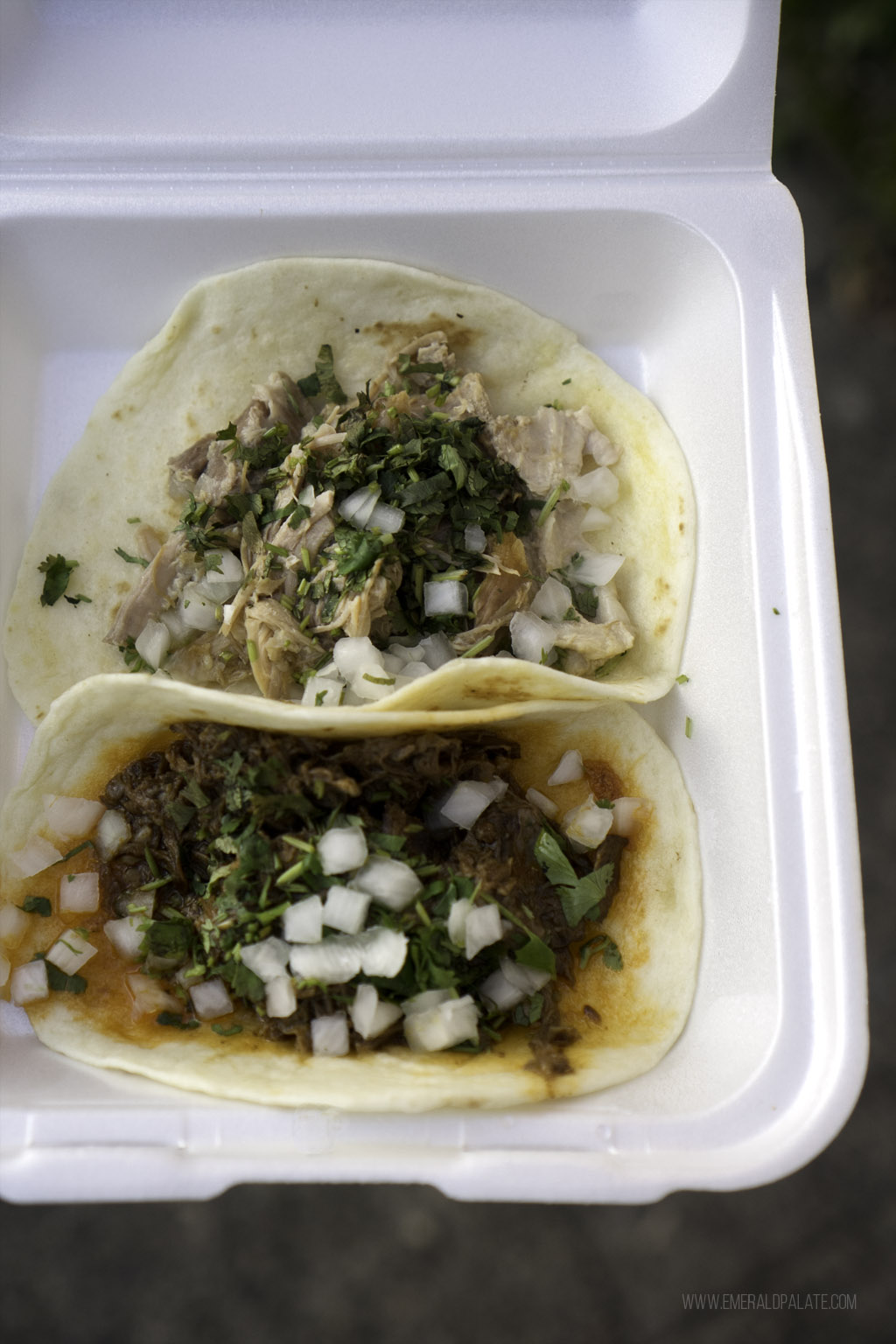 plate of tacos in a takeout container