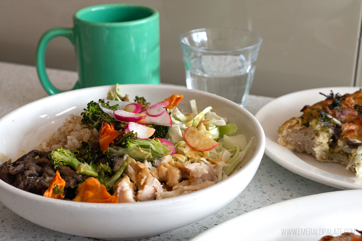 chicken rice bowl from a Poulsbo restaurant