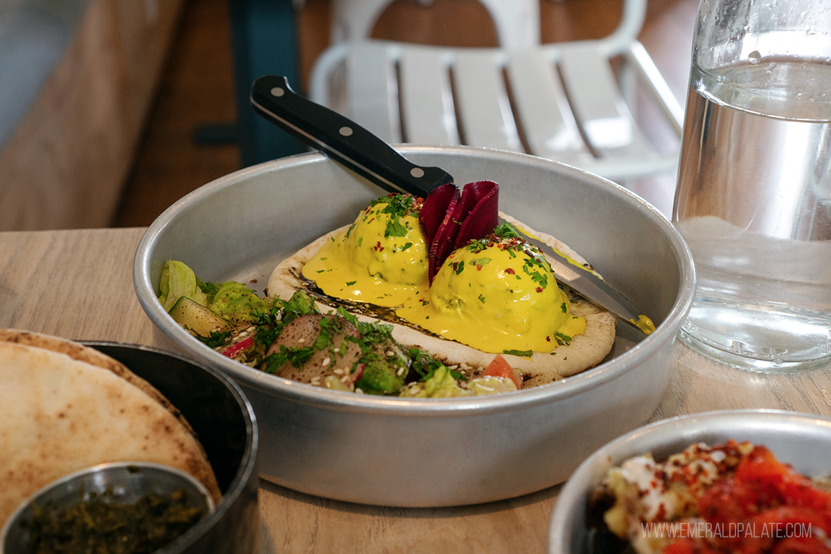 vegan falafel Benedict from one of the best Vancouver BC restaurants