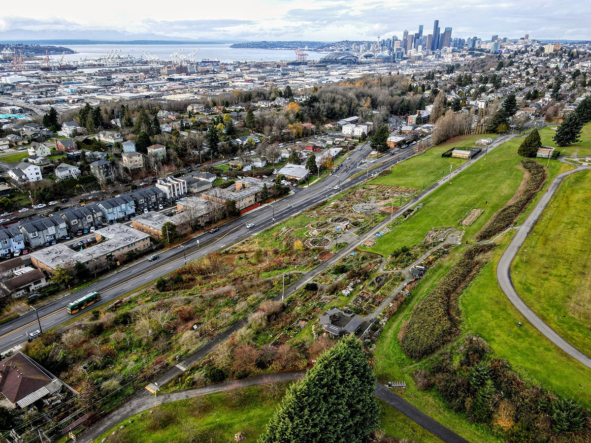 aerial view of Beacon Hill Food Forest