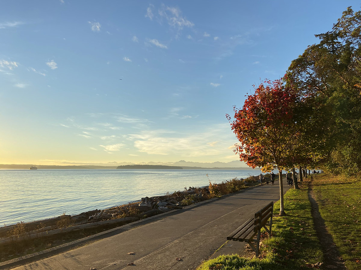 Paved path in Lincoln Park, on of Seattle's best parks