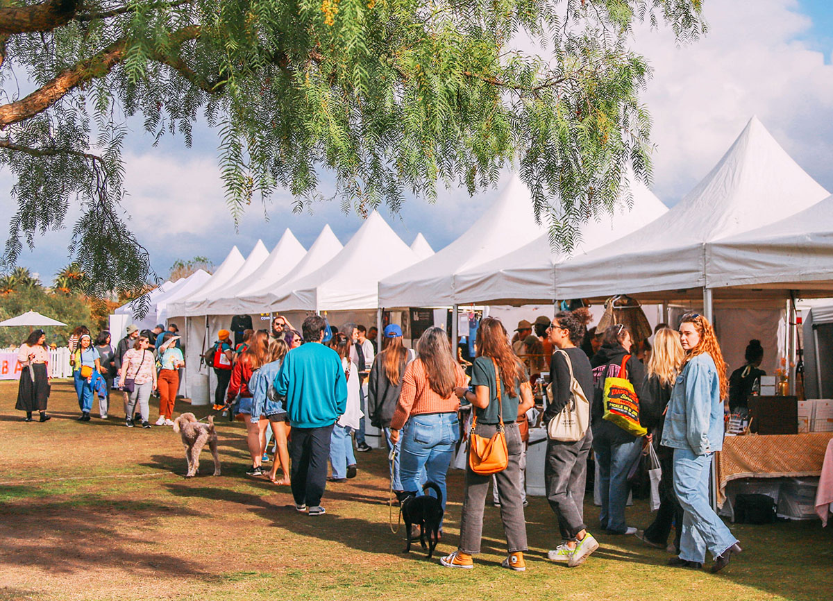 craft fair tents in a park