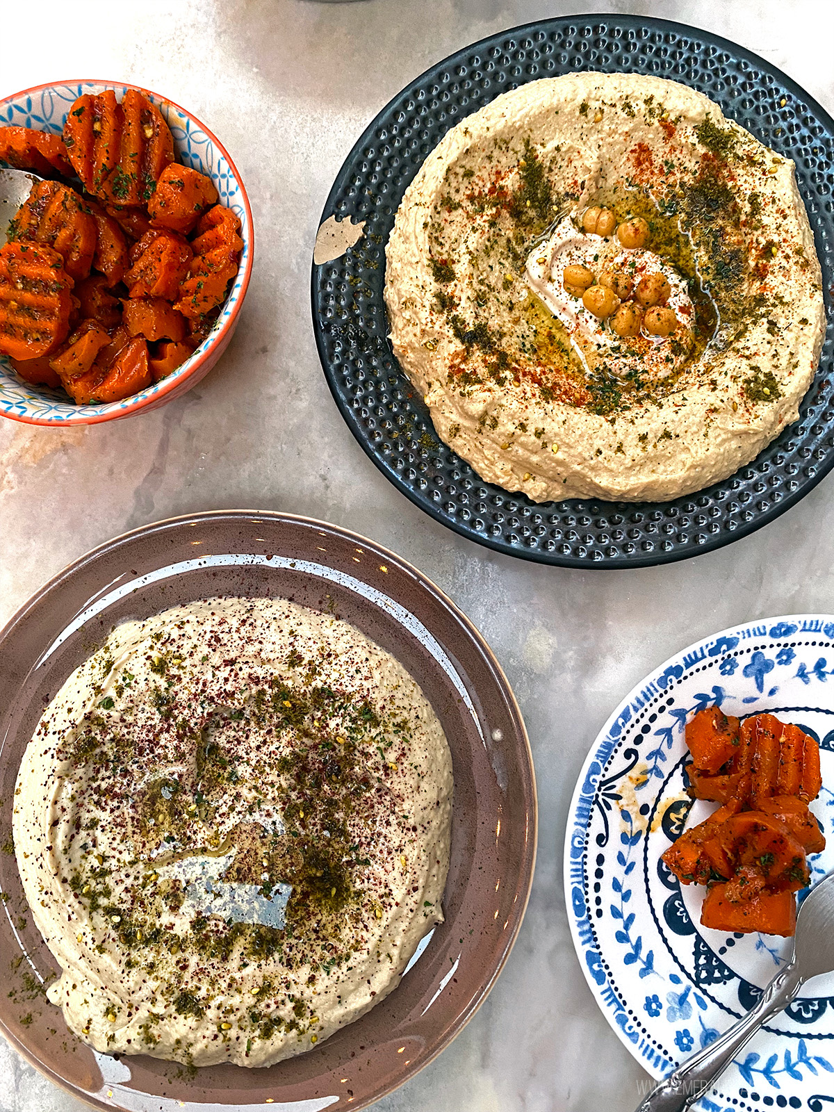 spread of hummus and other Middle Eastern eats in LA