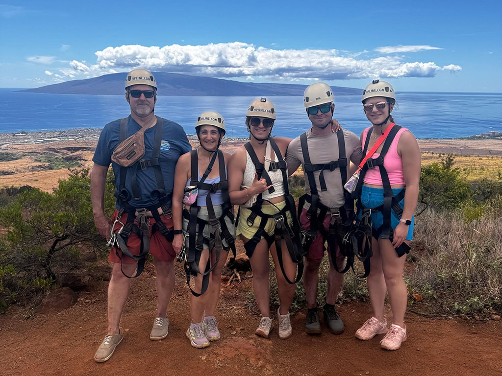 family zip lining in Maui