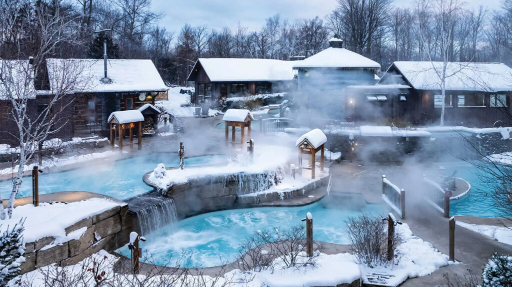 Scandinave Spa in Whistler in winter