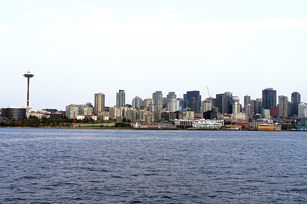 Seattle Sculpture Park dotting the Seattle skyline, one of the best free museums in Seattle