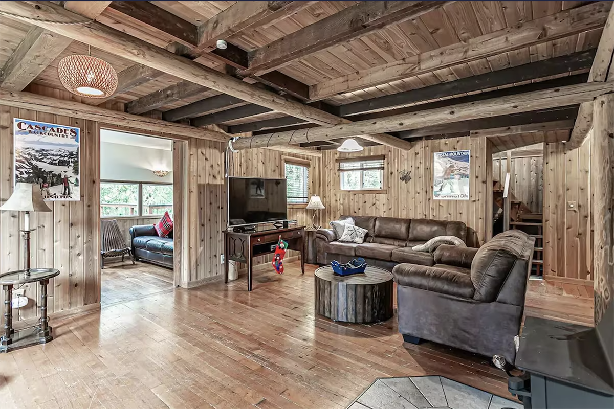 inside a log cabin