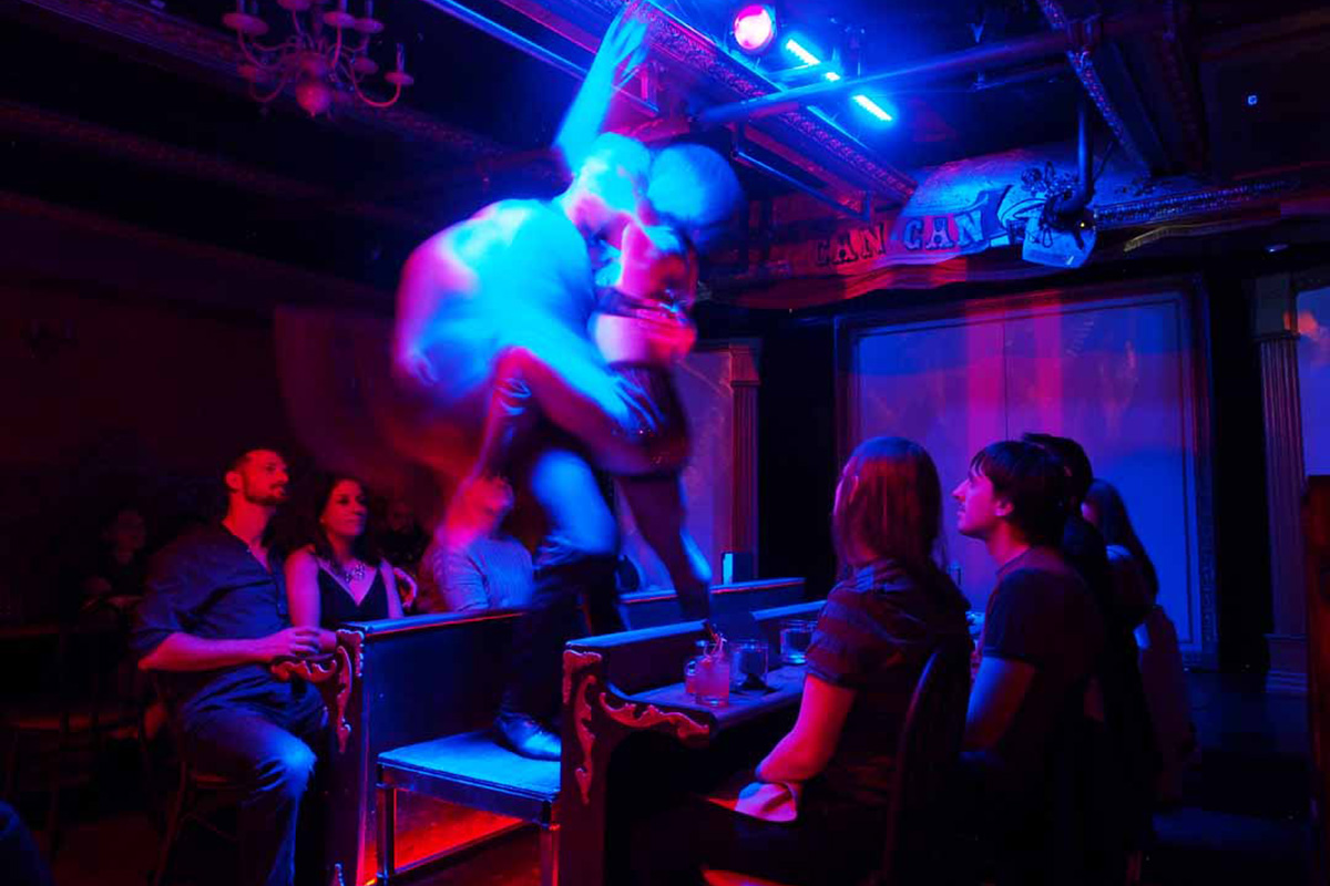 couples watching burlesque dancers, one of the best Seattle date night ideas