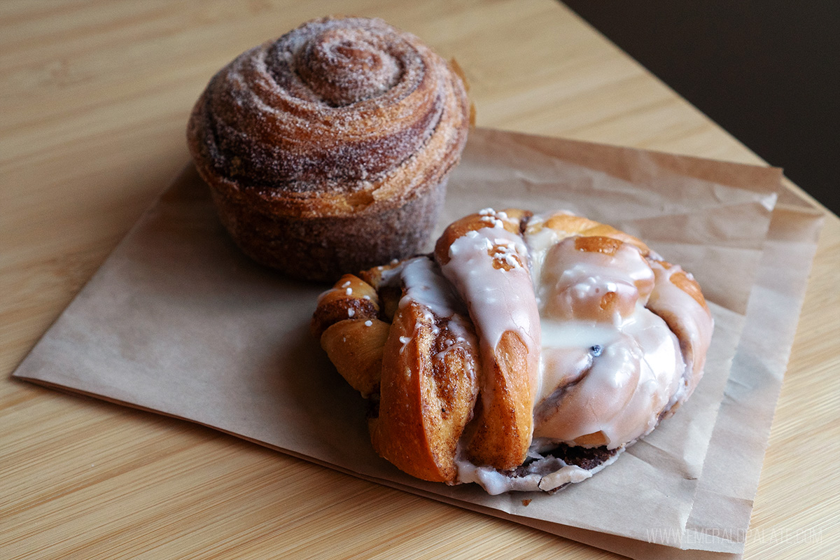 cardamon knot and morning glory bun from a Kalispell bakery