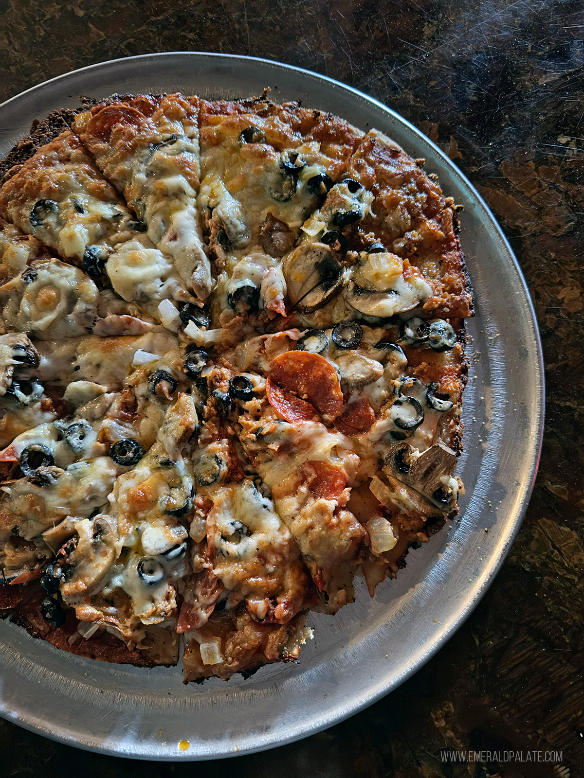 tavern-style pizza at Moose's Saloon, one of the best places to eat in Kalispell Montana