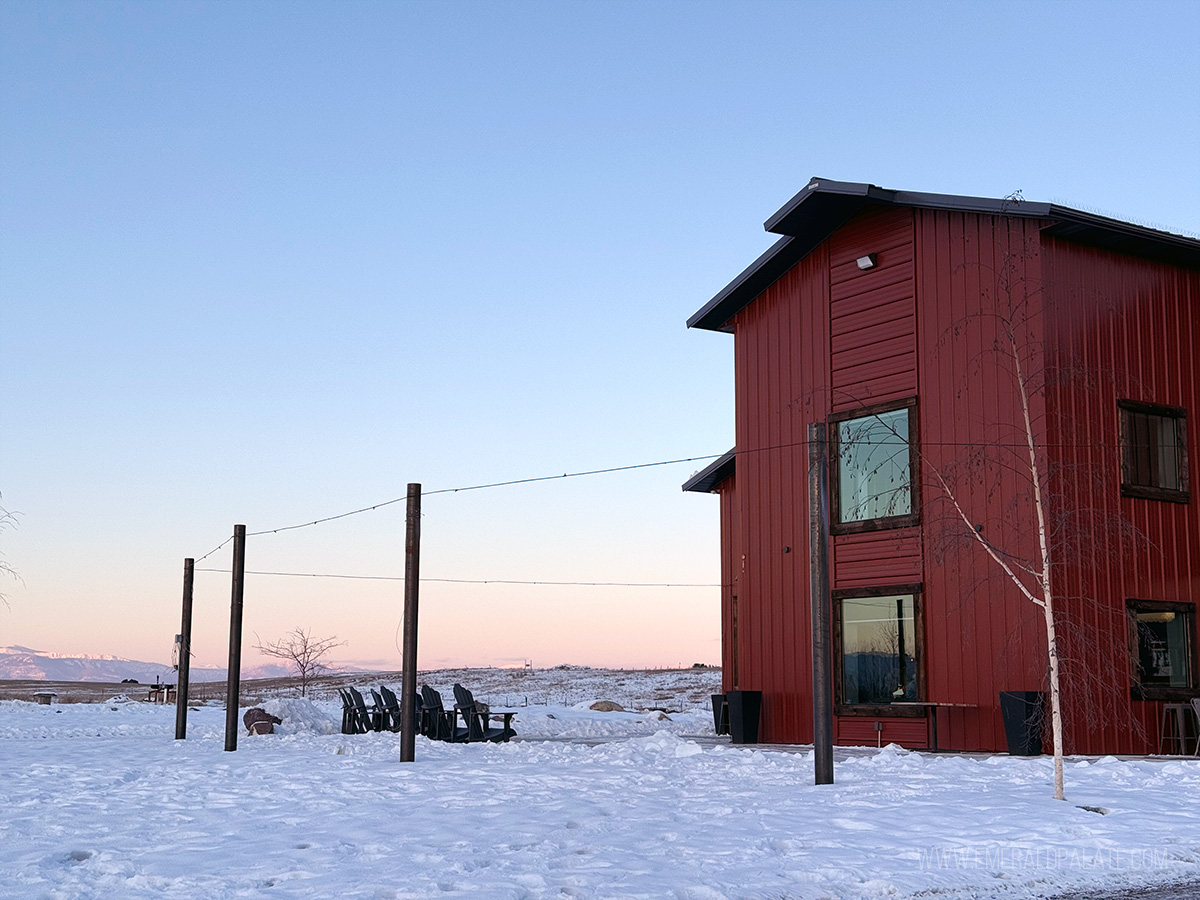 Montana cidery at sunset