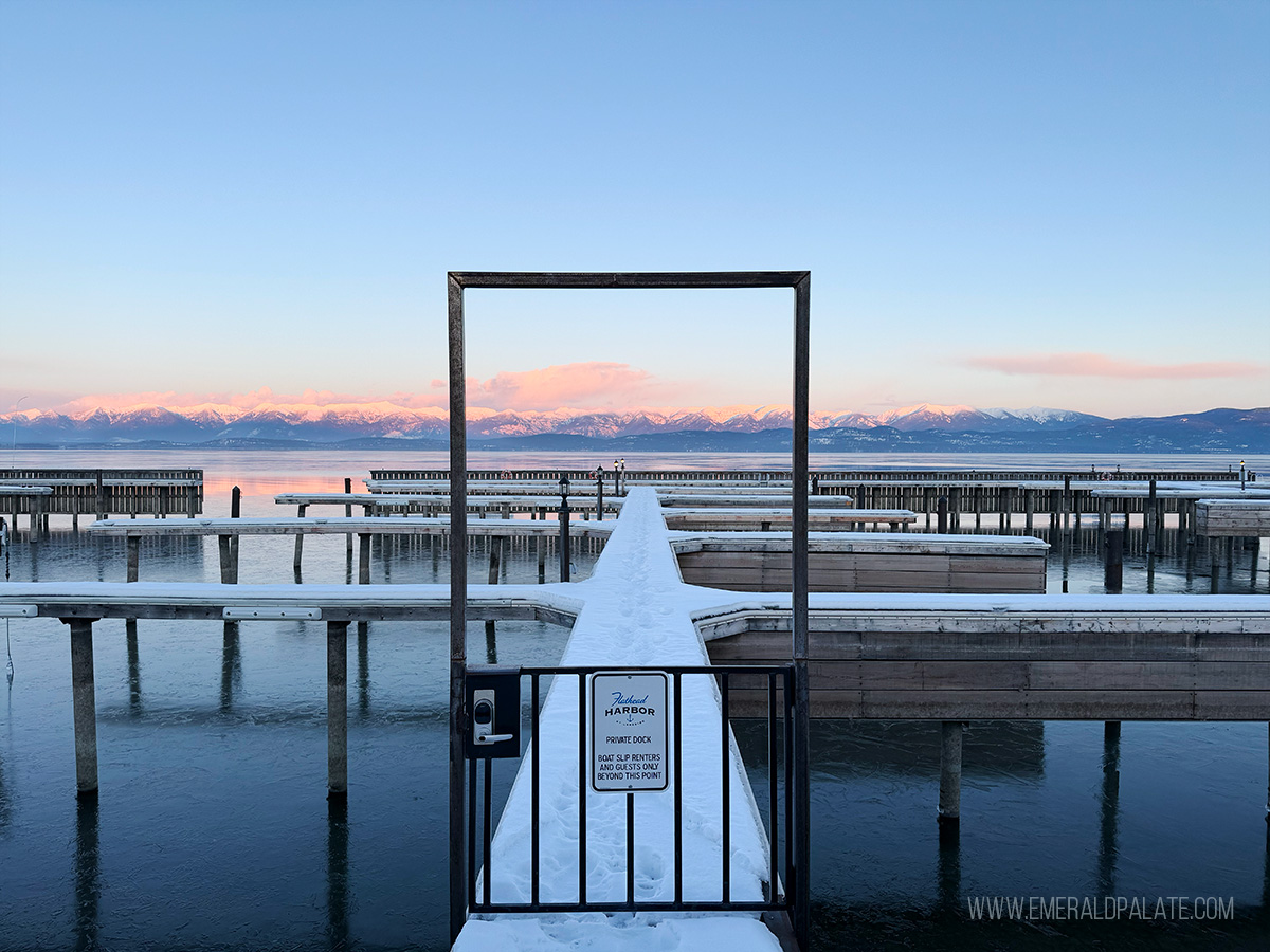 Flathead Lake at sunset, a must do activity in Kalispell Montana