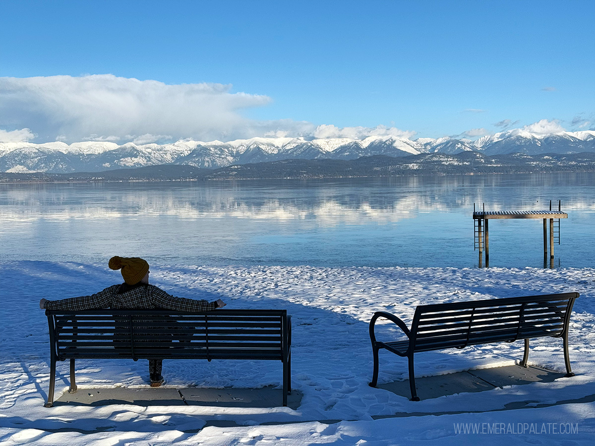 woman taking in the views of Flathead Lake in Montana