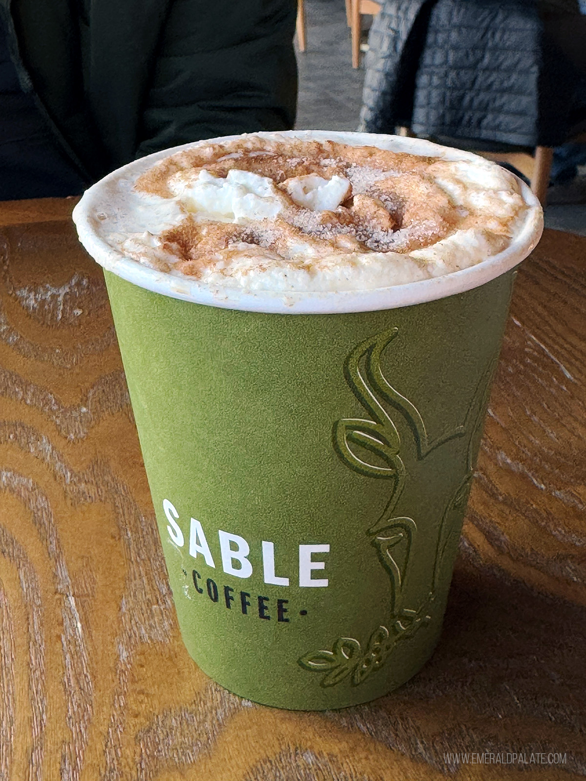 cinnamon roll latte from Sable Coffee in Kalispell Montana